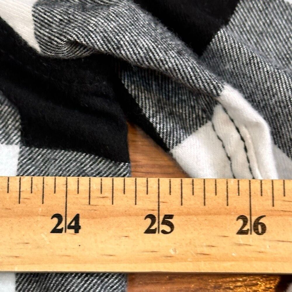 George Long Sleeve Button-Up Collard Shirt Flannel Plaid Black and White| Men Si - Picture 5 of 14